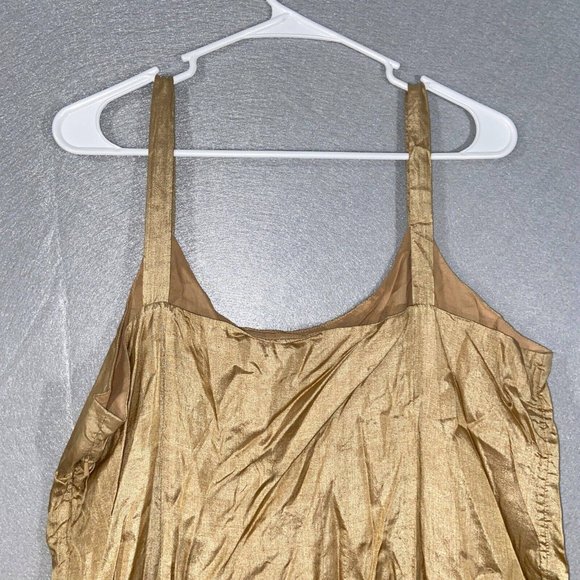 Eileen Fisher Tank Top Womens Large Gold Brown Scoop Neck Solid Print Silk - Picture 10 of 14